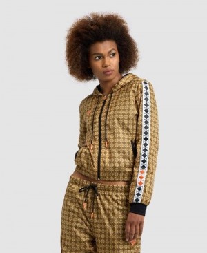 Arena 50th Anniversary Cropped Long Sleeve Hooded Jacket Gold Multicolor / Black / White | 03468-SLIW