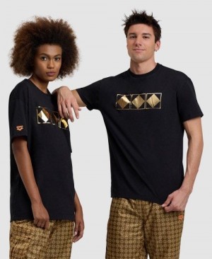 Arena 50th Anniversary Gold T-shirt Black | 72648-URSL