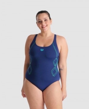 Arena Graphic V Back Plus One Piece Navy | 16942-QHLR