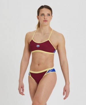 Arena Icons Solid Cross Back Bikini Burgundy / Blue | 47120-CGQF