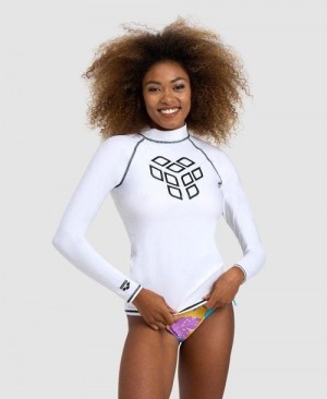 Arena Long Sleeve Rash Guard White / Black | 21697-ILOG