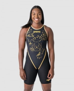 Arena Powerskin Carbon Glide Limited Edition Simone Manuel Closed Back Dark Grey | 68524-QLZE