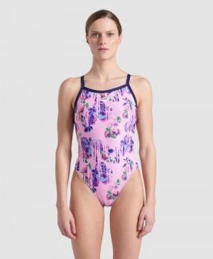 Arena Rose Textures Xcross Back One Piece Rose | 34026-SKZW