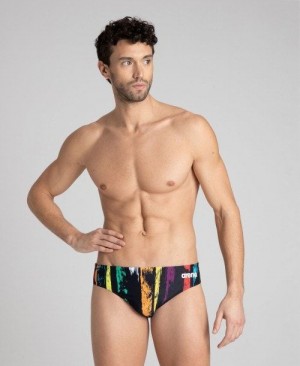 Arena Team Painted Stripes Brief Black / Multicolor Yellow | 04623-EBRK