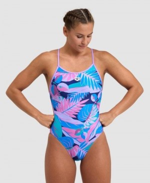 Arena Tropic Lace Back One Piece Navy Multicolor | 96281-OBNR