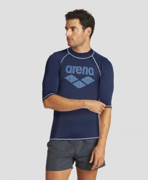 Arena T-shirt Rash Guard Navy | 82631-YWDH