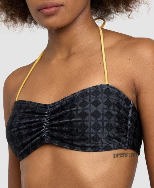 Arena 50th Anniversary Bikini Bandeau Black Multicolor / Gold | 47389-CDYL