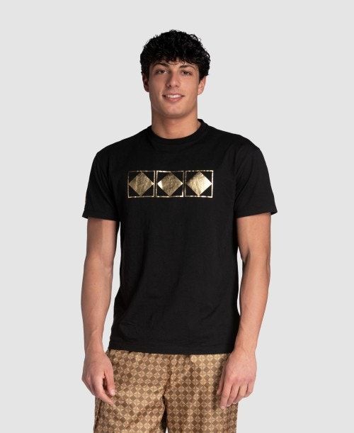 Arena 50th Anniversary Gold T-shirt Black | 72648-URSL