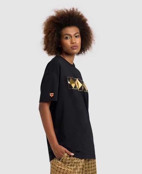 Arena 50th Anniversary Gold T-shirt Black | 72648-URSL