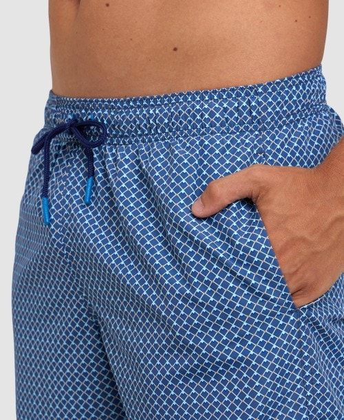 Arena Allover Beach Boxer Grey Blue Multicolor | 14837-OEMC