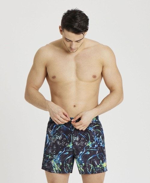 Arena Allover Beach Short Black Multicolor | 61284-EVIG