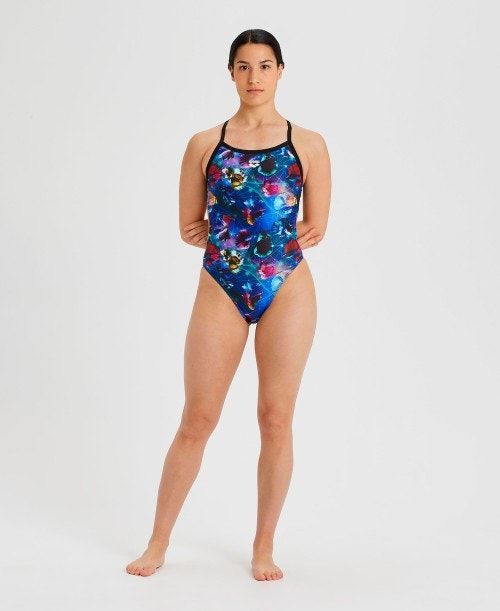 Arena Allover Challenge Back One Piece Black / Multicolor | 61925-DSQM