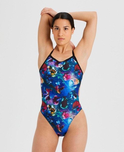 Arena Allover Challenge Back One Piece Black / Multicolor | 61925-DSQM