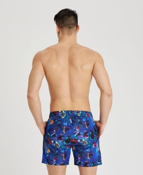 Arena Allover Print Beach Boxer Black Multicolor | 86120-HLOT