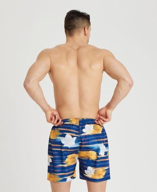 Arena Allover Print Beach Boxer Navy Multicolor | 38704-DONG