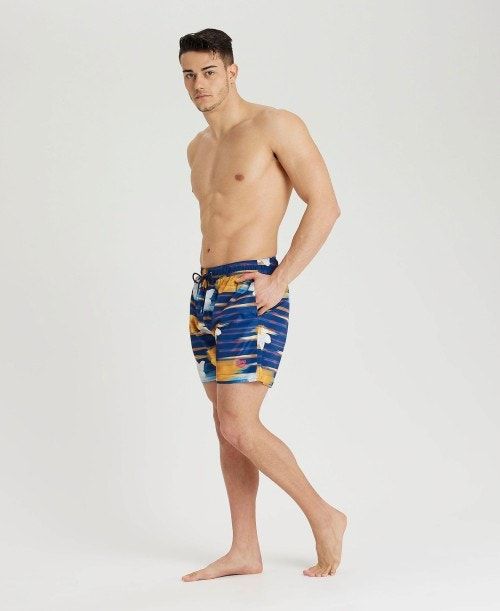 Arena Allover Print Beach Boxer Navy Multicolor | 38704-DONG