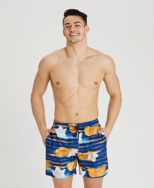 Arena Allover Print Beach Boxer Navy Multicolor | 38704-DONG