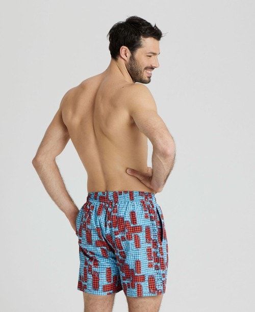 Arena Allover Print Beach Boxer Red Multicolor | 98752-FEMJ