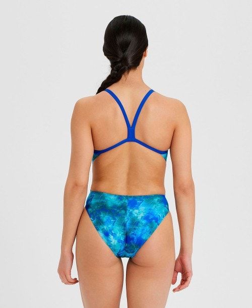 Arena Allover Print Challenge Back One Piece Blue / Blue Multicolor | 30674-MYLT