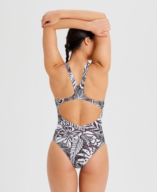 Arena Allover Print Pro Back One Piece Black Multicolor | 32697-KVDG