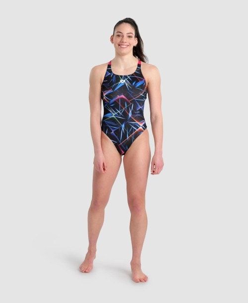 Arena Allover Pro Back One Piece Black / Multicolor / Rose | 40865-BMYT