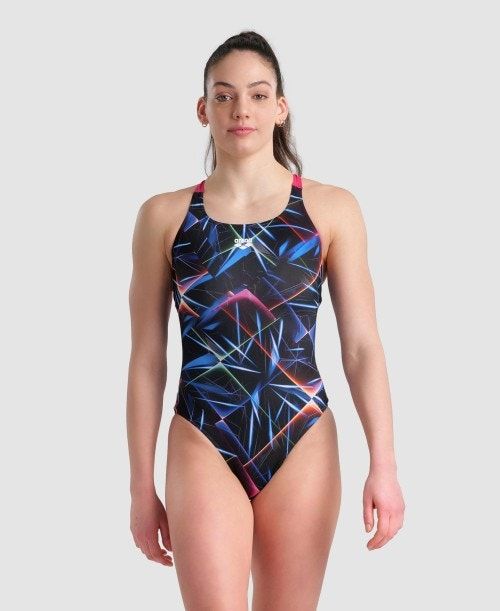 Arena Allover Pro Back One Piece Black / Multicolor / Rose | 40865-BMYT