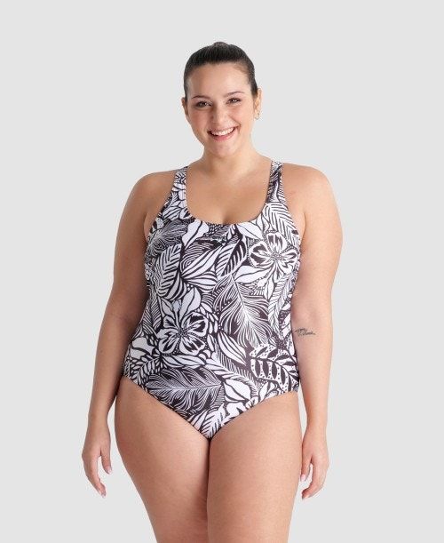 Arena Allover Pro Back Plus One Piece Black Multicolor | 10862-FCVM