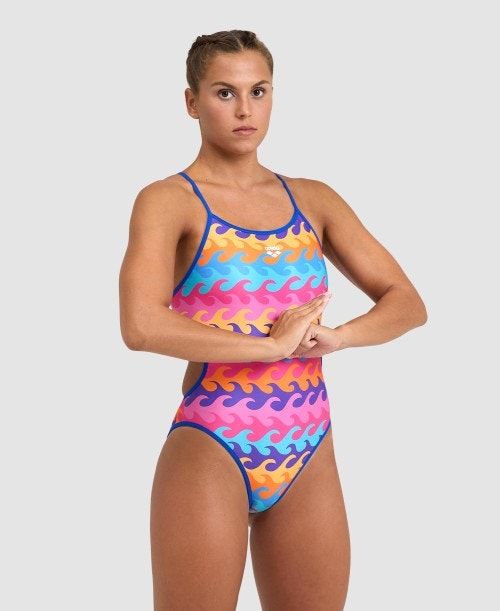 Arena Allover Reversible Challenge Back One Piece Blue Multicolor | 51432-BKLA