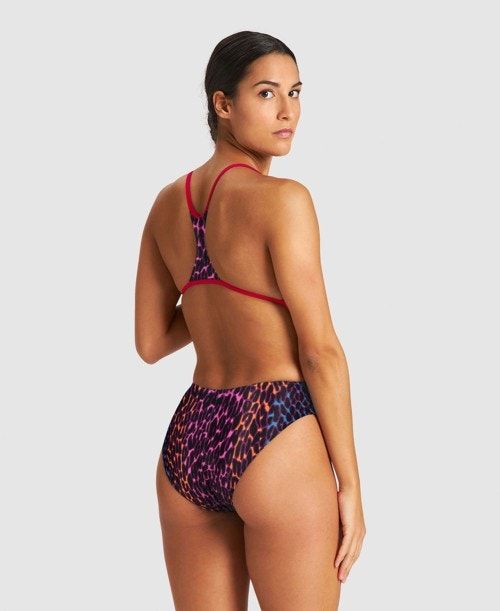 Arena Animal Stripe Booster Back One Piece Rose / Multicolor | 69208-EAUW