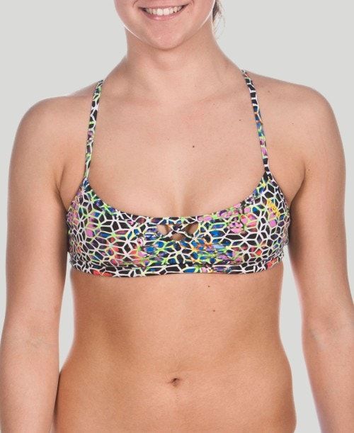 Arena Be Top (Bandeau Top) Black Multicolor / Yellow | 80417-EAQC