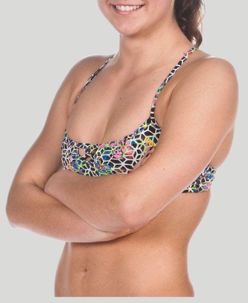 Arena Be Top (Bandeau Top) Black Multicolor / Yellow | 80417-EAQC