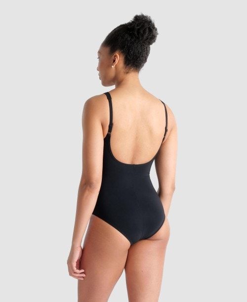 Arena Bodylift Lola U Back One Piece Black / Rose Purple | 62974-UNJZ