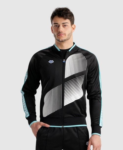 Arena Diamonds Relax Iv Jacket Black / White / Blue | 24917-GLEY