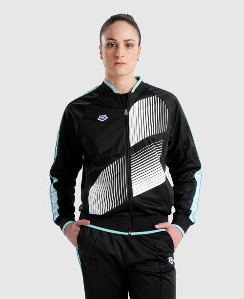 Arena Diamonds Relax Iv Jacket Black / White / Blue | 24917-GLEY