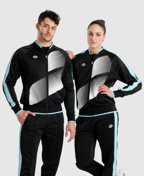 Arena Diamonds Relax Iv Jacket Black / White / Blue | 24917-GLEY