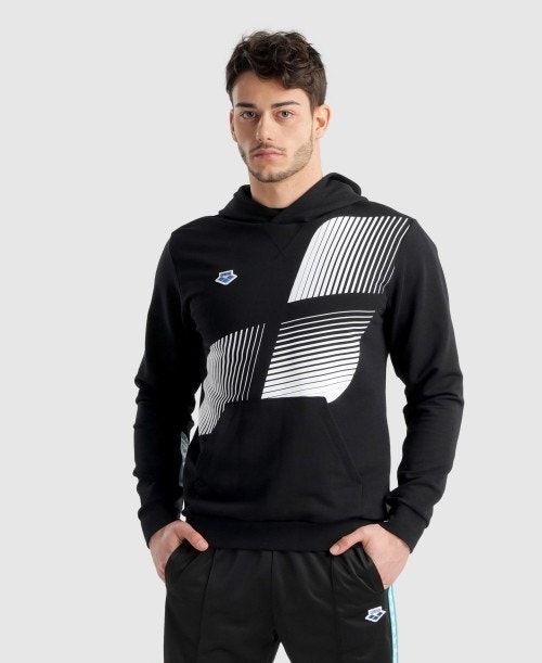 Arena Diamonds Solid Hoodie Black / White / Blue | 78420-XRPQ