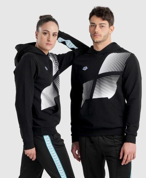 Arena Diamonds Solid Hoodie Black / White / Blue | 78420-XRPQ