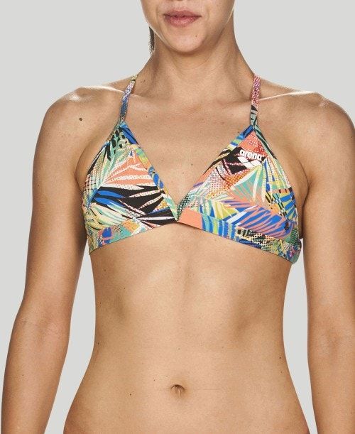 Arena Floral Allover Tie Back Top Black / Multicolor | 46873-YKMS