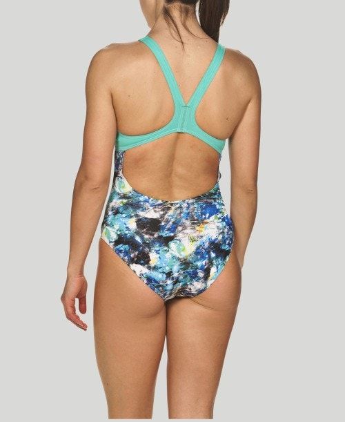 Arena Floral Dots Swim Pro Back - Maxlife White / Multicolor | 97513-HURI