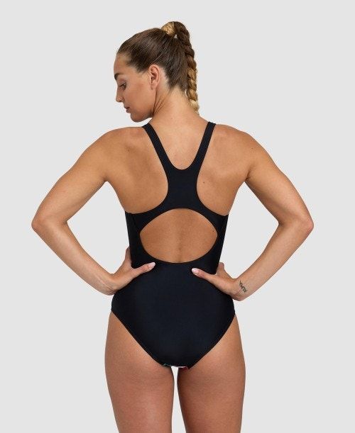 Arena Flower Control Back One Piece Black / Black Multicolor | 54720-AQVO