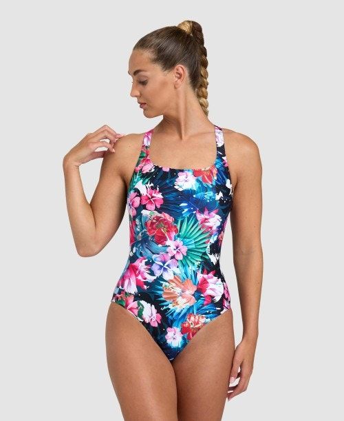 Arena Flower Control Back One Piece Black / Black Multicolor | 54720-AQVO