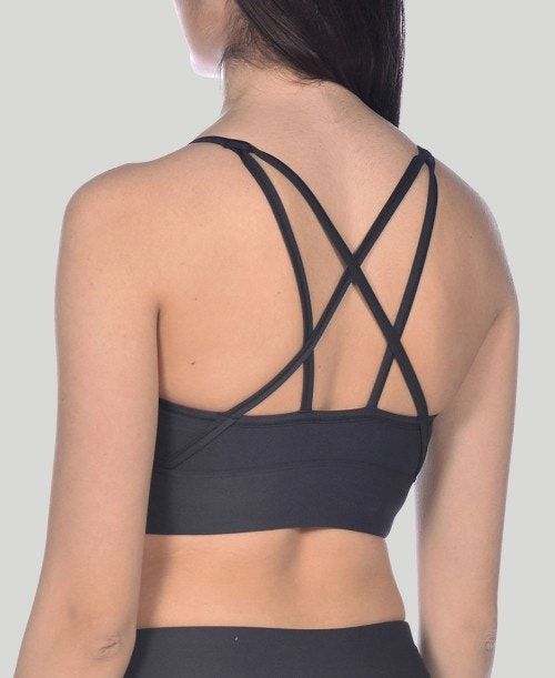 Arena Gym Bra Top Cross Straps Black / Black | 26501-HTRE