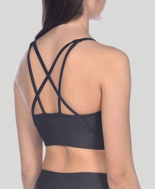 Arena Gym Bra Top Cross Straps Black / Black | 26501-HTRE