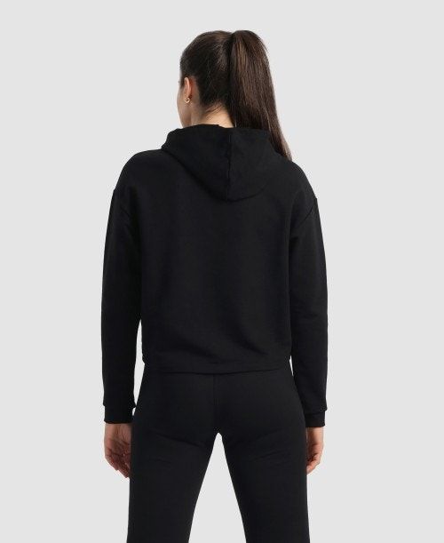 Arena Hooded Fleece Sweatshirt Black | 12680-ODWF