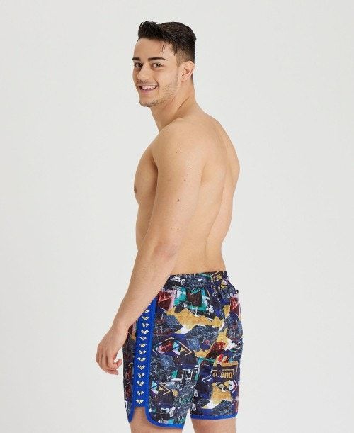 Arena Icons Allover Print Beach Boxer Blue Multicolor / Blue | 06754-QLDS