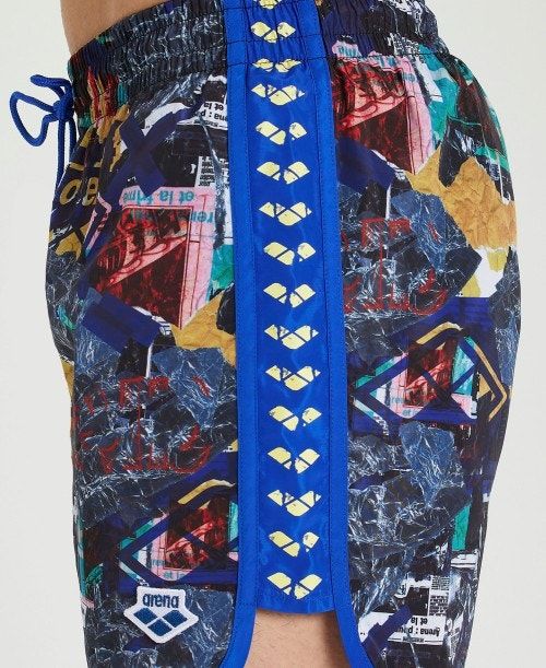 Arena Icons Allover Print Beach Boxer Blue Multicolor / Blue | 06754-QLDS