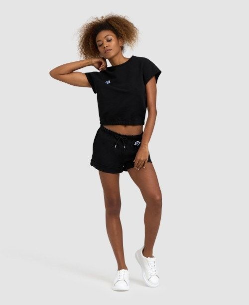 Arena Icons Crop Tee Black | 36150-XHWU