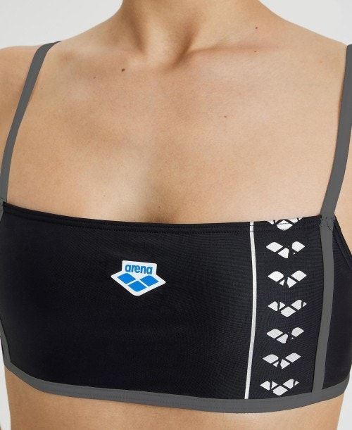 Arena Icons Logo Bandeau Bikini Black | 96754-CVZI