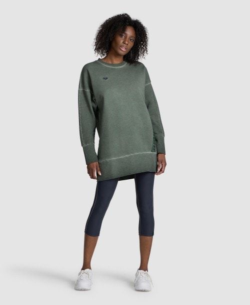 Arena Icons Oversized Crewneck Olive | 39815-QXPI