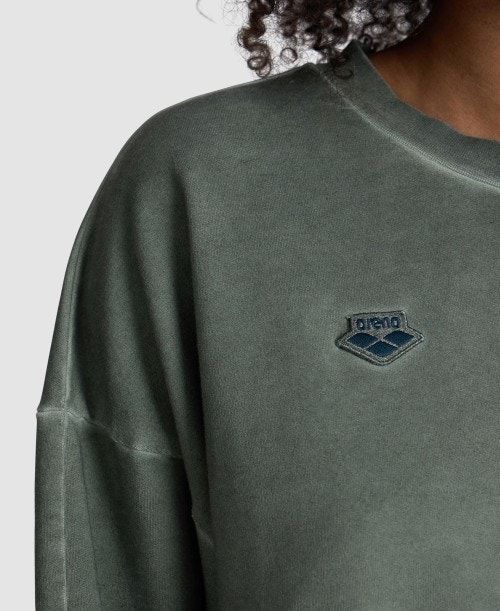 Arena Icons Oversized Crewneck Olive | 39815-QXPI